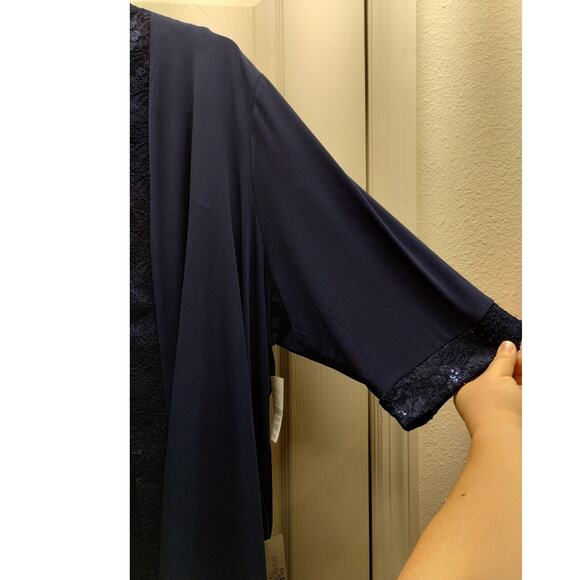 NWT Catherines Plus Size 34WP Navy Blue Sequin Lace Tank & Matching Cardigan Set - Picture 6 of 10